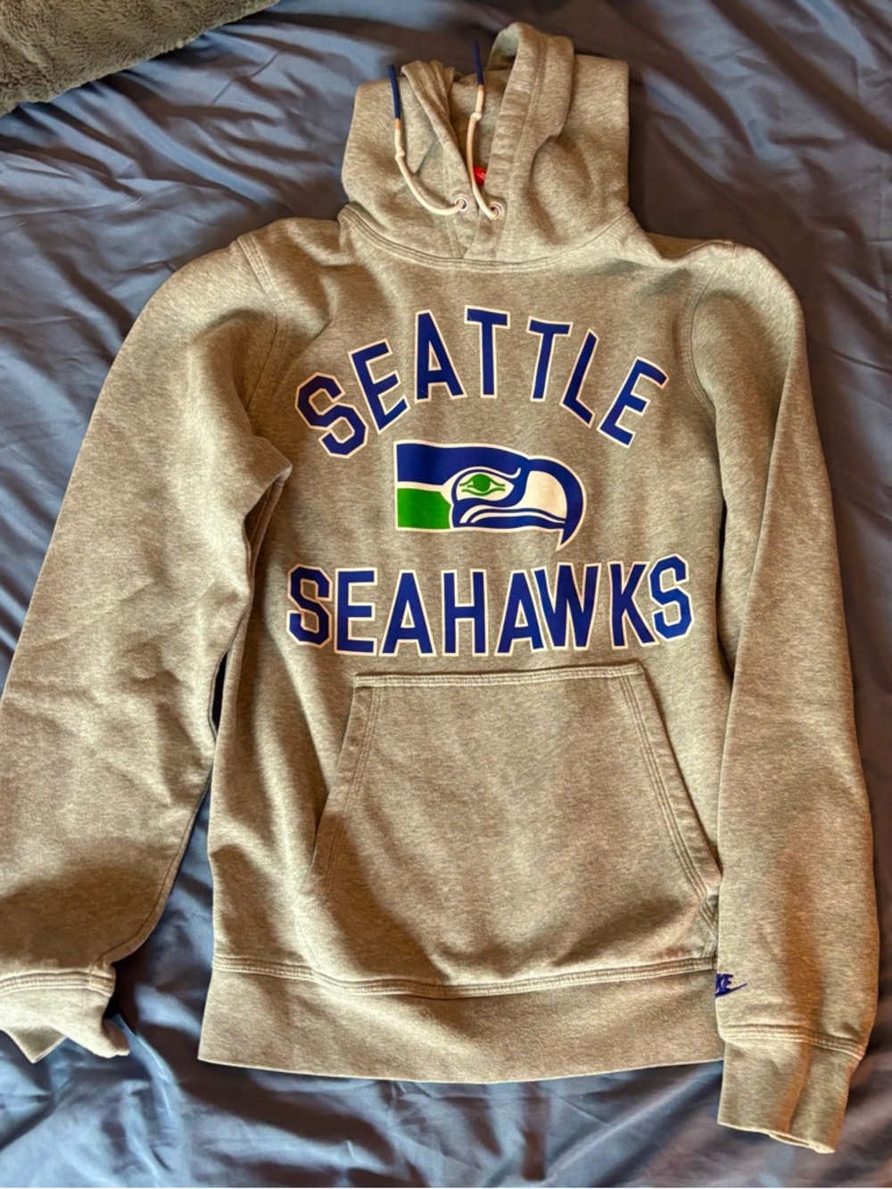Nike Gray Seattle Seahawks Pullover Hoodie with Blue & Green Logo